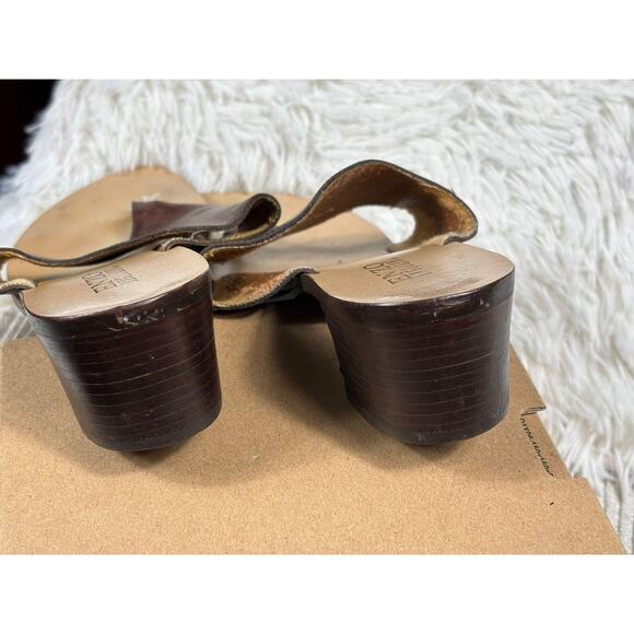 Enzo Angiolini Shoes Womens Size 8.5M Brown Leather Thong Block Heel Sandals - Picture 5 of 8